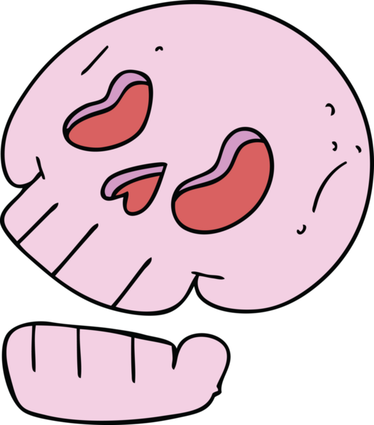 Bir insan tarafından çizilmiş tuhaf bir kafatası.