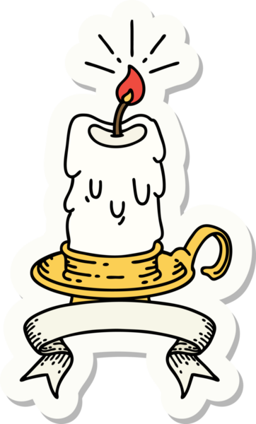 Bir insan tarafından çizilmiş dövme stili ürkünç erime mumu çıkartması.