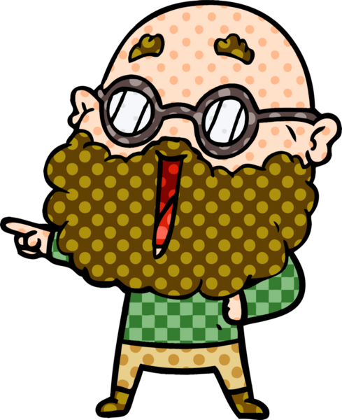 Bir insan tarafından çizilmiş sakallı neşeli bir adam.