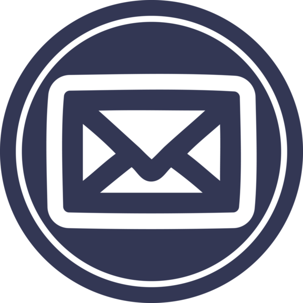 bir insan tarafından çizilmiş zarf harfi dairesel simgesi