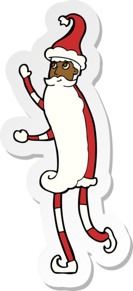 Bir insan tarafından çizilmiş sıska Noel Baba çizgi filminin çıkartması.