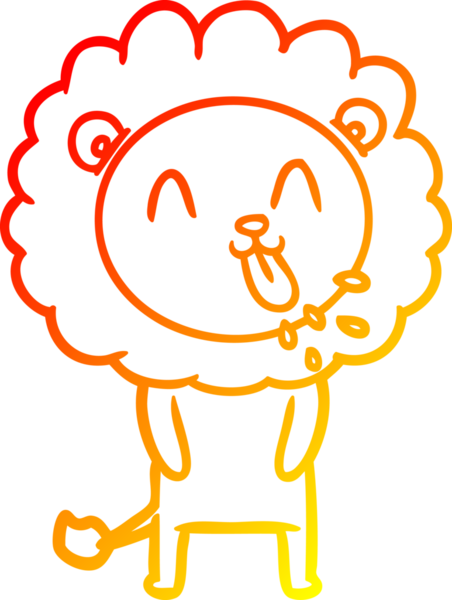 Bir insan tarafından çizilmiş mutlu çizgi film aslanının sıcak çizgi çizimi