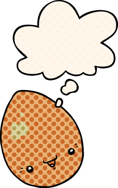 Çizgi roman tarzında bir insan tarafından çizilmiş düşünce baloncuklu çizgi film yumurtası.