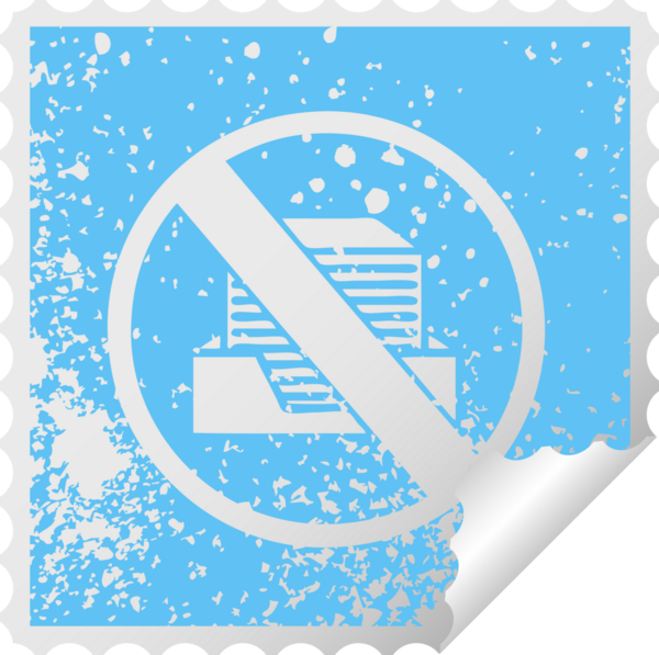 Bir insan tarafından çizilmiş kağıtsız ofis sembolünün kare soyma etiketi.