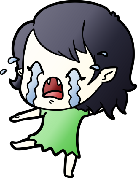 Bir insan tarafından çizilmiş ağlayan vampir kız çizgi filmi.