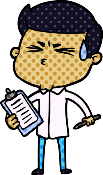 Bir insan tarafından çizilmiş terleyen çizgi film adamı.