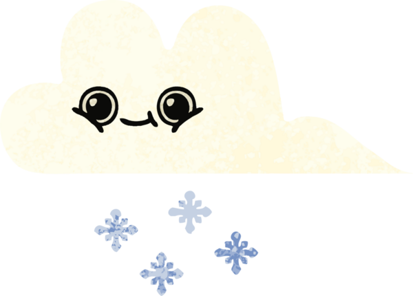 Bir insan tarafından çizilmiş bir kar bulutunun retro çizim tarzı karikatürü