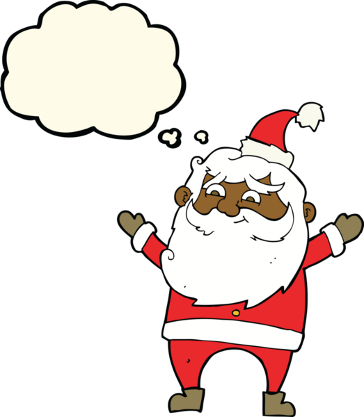 Mutlu noel baba çizgi filmi Bir insan tarafından çizilmiş düşünce baloncuğu ile