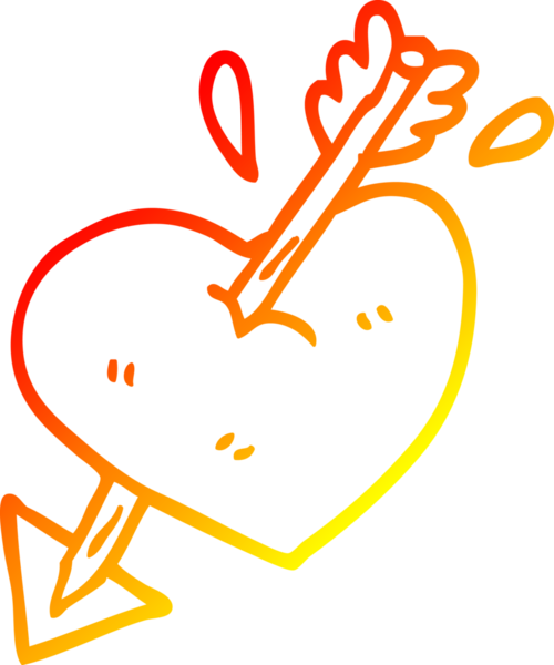 Bir insan tarafından çizilmiş okla bir kalp karikatürü çizilmişti.