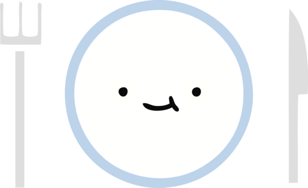 Bir insan tarafından çizilmiş yemek tabağının düz renkli retro karikatürü