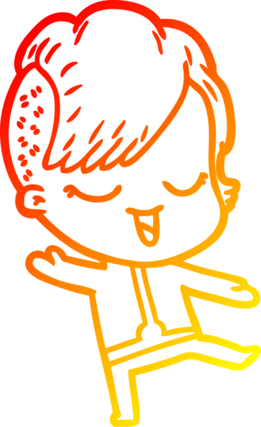 Bir insan tarafından çizilmiş mutlu bir çizgi film kızı çizimi