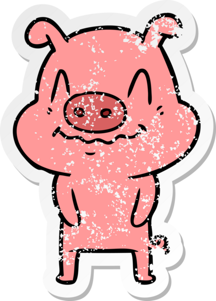 Bir insan tarafından çizilmiş sinirli bir domuzun sıkıntılı çıkartması.