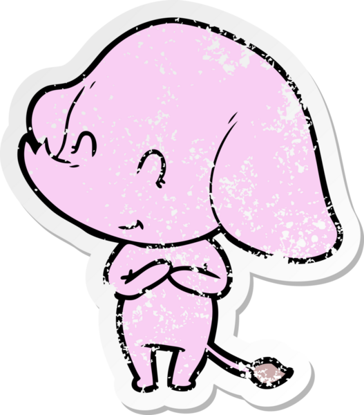 Bir insan tarafından çizilmiş şirin bir filin sıkıntılı çıkartması