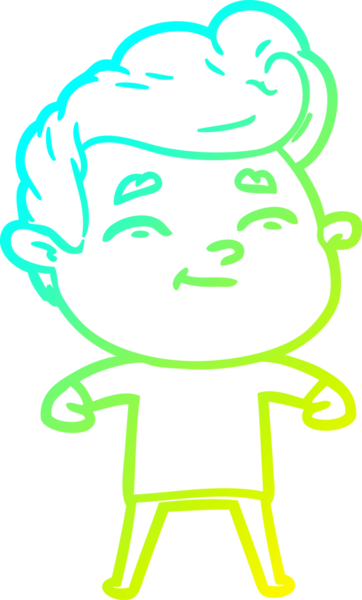 Bir insan tarafından çizilmiş mutlu bir çizgi film karakteri çizimi.