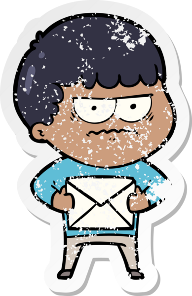 Bir insan tarafından çizilmiş sıkıntılı bir karikatür çıkartması.