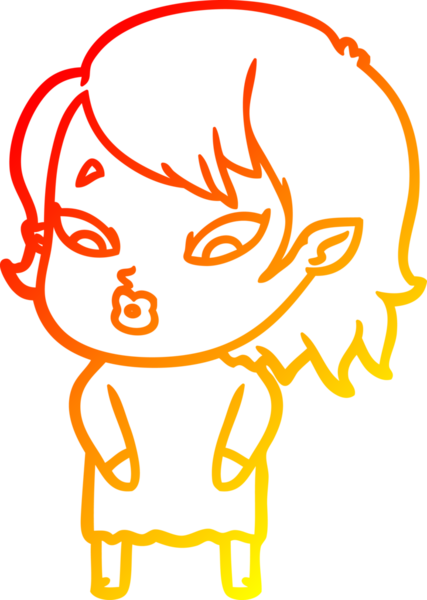 Bir insan tarafından çizilmiş sevimli bir vampir kız çizgi çizimi.