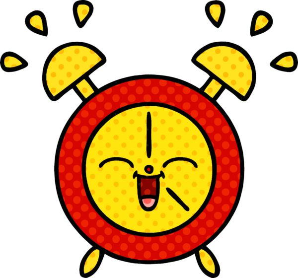 bir insan tarafından çizilmiş bir çalar saatin çizgi roman tarzı