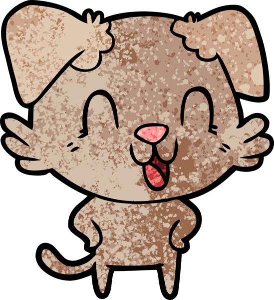 Bir insan tarafından çizilmiş gülen çizgi film köpeği.