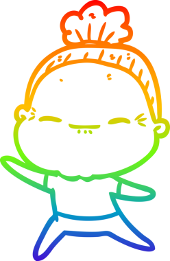 Gökkuşağı gradyan çizimi bir insan tarafından çizilmiş barışçıl yaşlı bir kadının çizimi