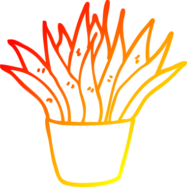 Bir insan tarafından çizilmiş karikatür ev bitkisinin sıcak çizgi çizimi