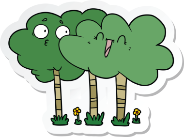 Bir insan tarafından çizilmiş karikatür ağaçlarının çıkartması.