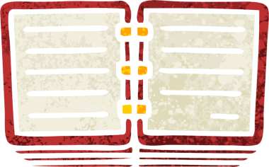 Bir insan tarafından çizilmiş bir not defterinin retro çizim tarzı karikatürü