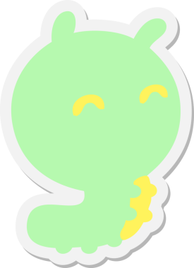 Bir insan tarafından çizilmiş sevimli, mutlu bir böcek etiketi.