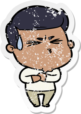 Bir insan tarafından çizilmiş sıkıntılı bir karikatür çıkartması.