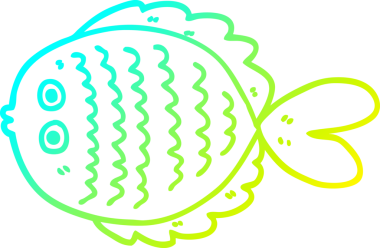 Bir insanın çizdiği karikatür düz balığın soğuk eğimli çizgisi.