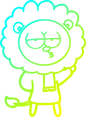 Bir insan tarafından çizilen ve canı sıkılan bir aslanın soğuk çizgi çizimi.