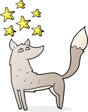 Bir insan tarafından çizilmiş serbest çizim çizilmiş yıldızlı bir kurt.