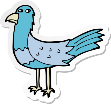 Bir insan tarafından çizilmiş çizgi film kuşunun çıkartması.