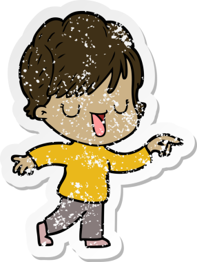 Bir insan tarafından çizilmiş karikatür kadının sıkıntılı çıkartması.