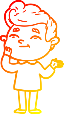 Bir insan tarafından çizilmiş mutlu bir çizgi film karakteri çizimi.