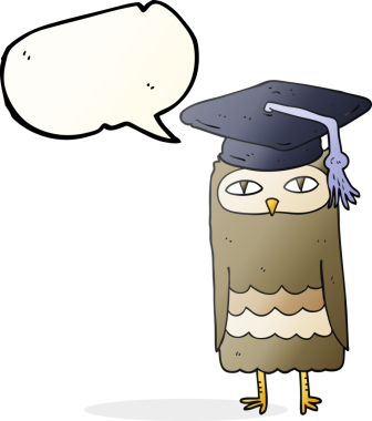 Bir insan tarafından çizilmiş serbest konuşma balonu karikatürü bilge baykuş