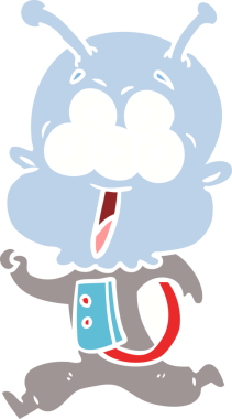 Bir insan tarafından çizilen mutlu düz renkli çizgi film uzaylıları