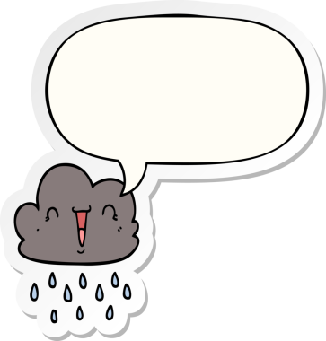 Bir insan tarafından çizilmiş konuşma balonu çıkartmalı karikatür fırtına bulutu.