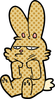 Bir insan tarafından çizilmiş huysuz tavşan çizgi filmi.