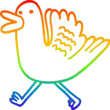 Gökkuşağı gradyan çizgi çizimi bir insan tarafından çizilen ördek çizimi