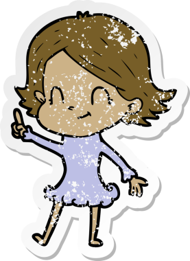 Bir insan tarafından çizilmiş, karikatür dostu bir kızın sıkıntılı çıkartması.