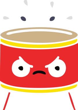 Bir insan tarafından çizilen davulun düz renk retro karikatürü