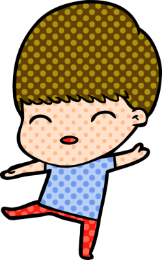 Bir insan tarafından çizilmiş mutlu çizgi film çocuğu.