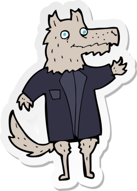 Bir insan tarafından çizilmiş bir kurt işadamının çıkartması.