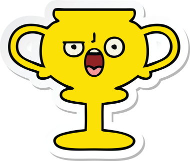 Bir insan tarafından çizilmiş şirin bir karikatür kupasının çıkartması.