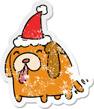 Bir insan tarafından çizilmiş kawaii köpeği etiketli el çizimi.