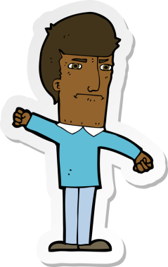 Bir insan tarafından çizilmiş kızgın bir adamın çıkartması.