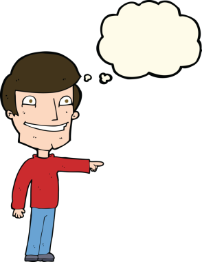 çizgi film mutlu adam bir insan tarafından çizilen düşünce baloncuğu ile işaret