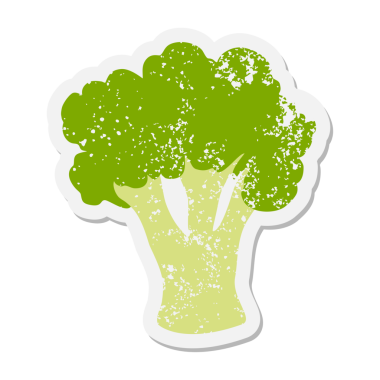 Bir insan tarafından çizilmiş brokoli grunge çıkartması.