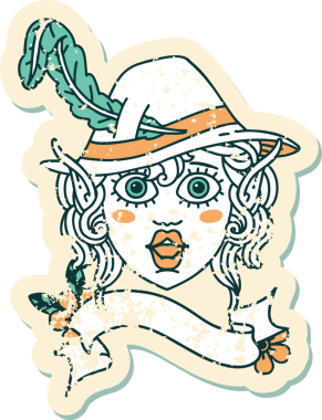 Retro Dövme Biçimi Elf karakter yüzü Bir insan tarafından çizilmiş