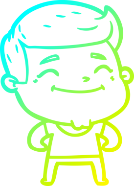 Bir insan tarafından çizilmiş mutlu bir çizgi film modacısının soğuk çizgi çizimi.